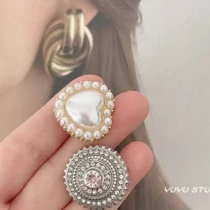 Pearl Heart and Crystal Brooch Set